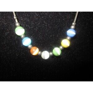 Vintage Costume Jewelry PHD Colorful Beads Necklace 8 1/2"